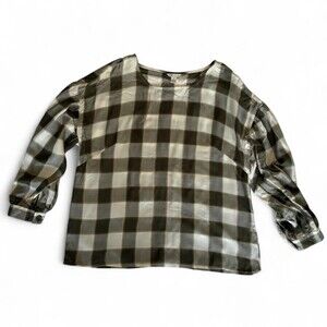 Cato white + green plaid button up shirt Size S #plaid #shirts